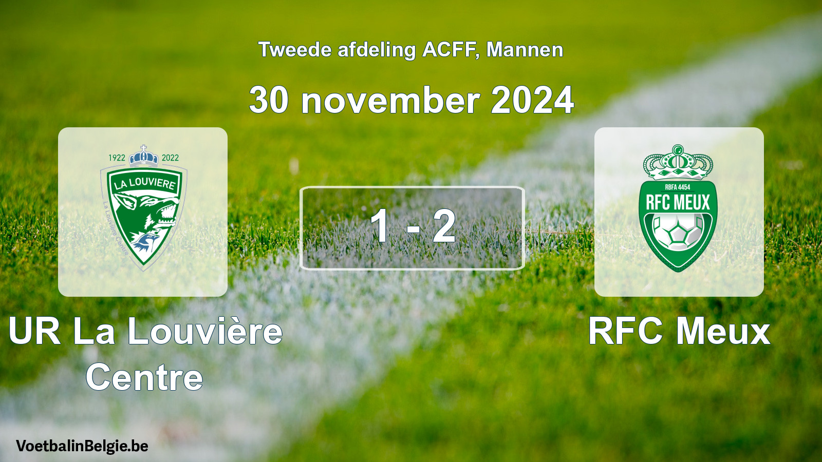 Gespeelde wedstrijd mannenvoetbal: UR La Louvière Centre - RFC Meux 1 - 2 (30 november 2024)