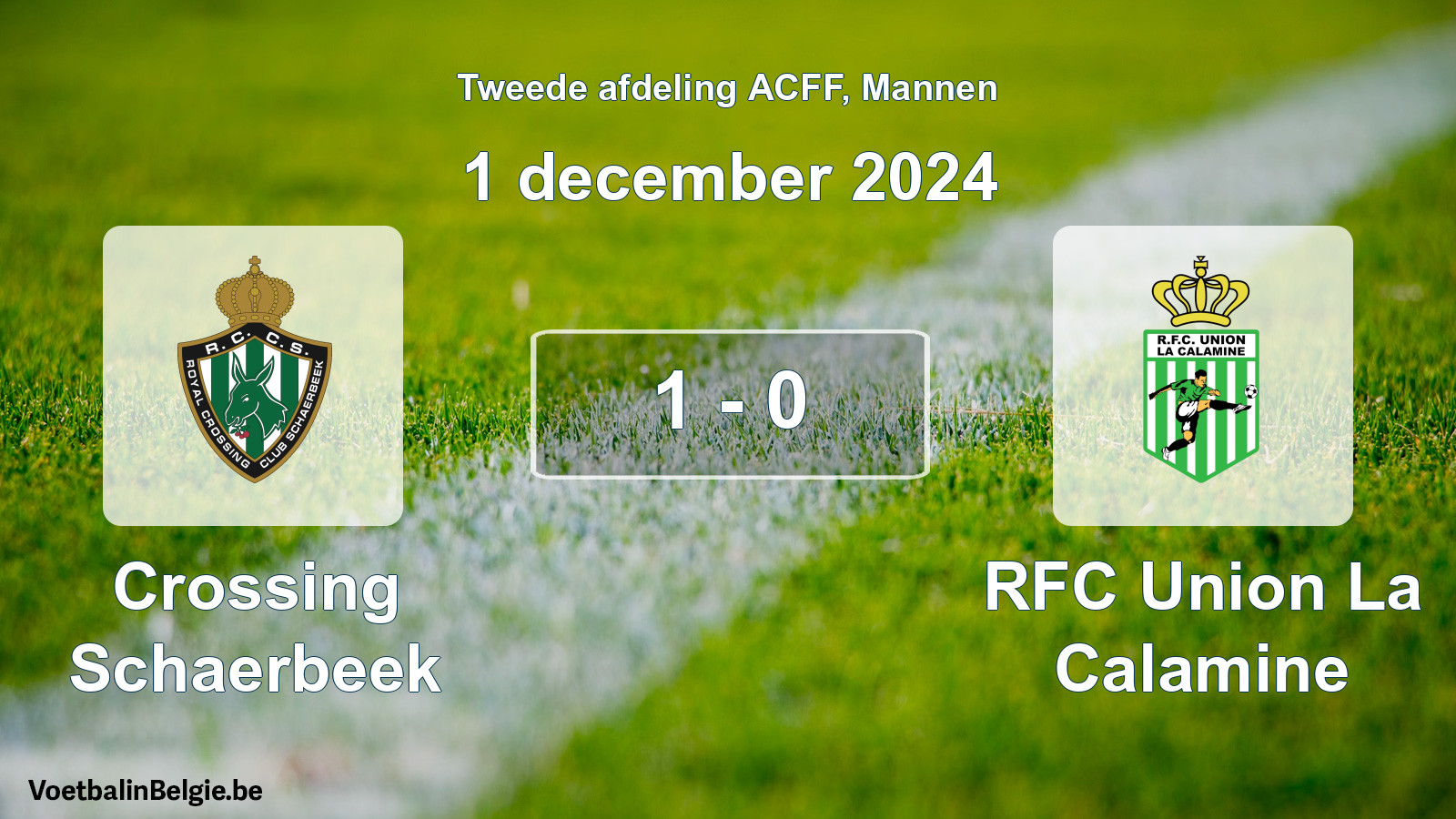 Gespeelde wedstrijd mannenvoetbal: Crossing Schaerbeek - RFC Union La Calamine 1 - 0 (1 december 2024)