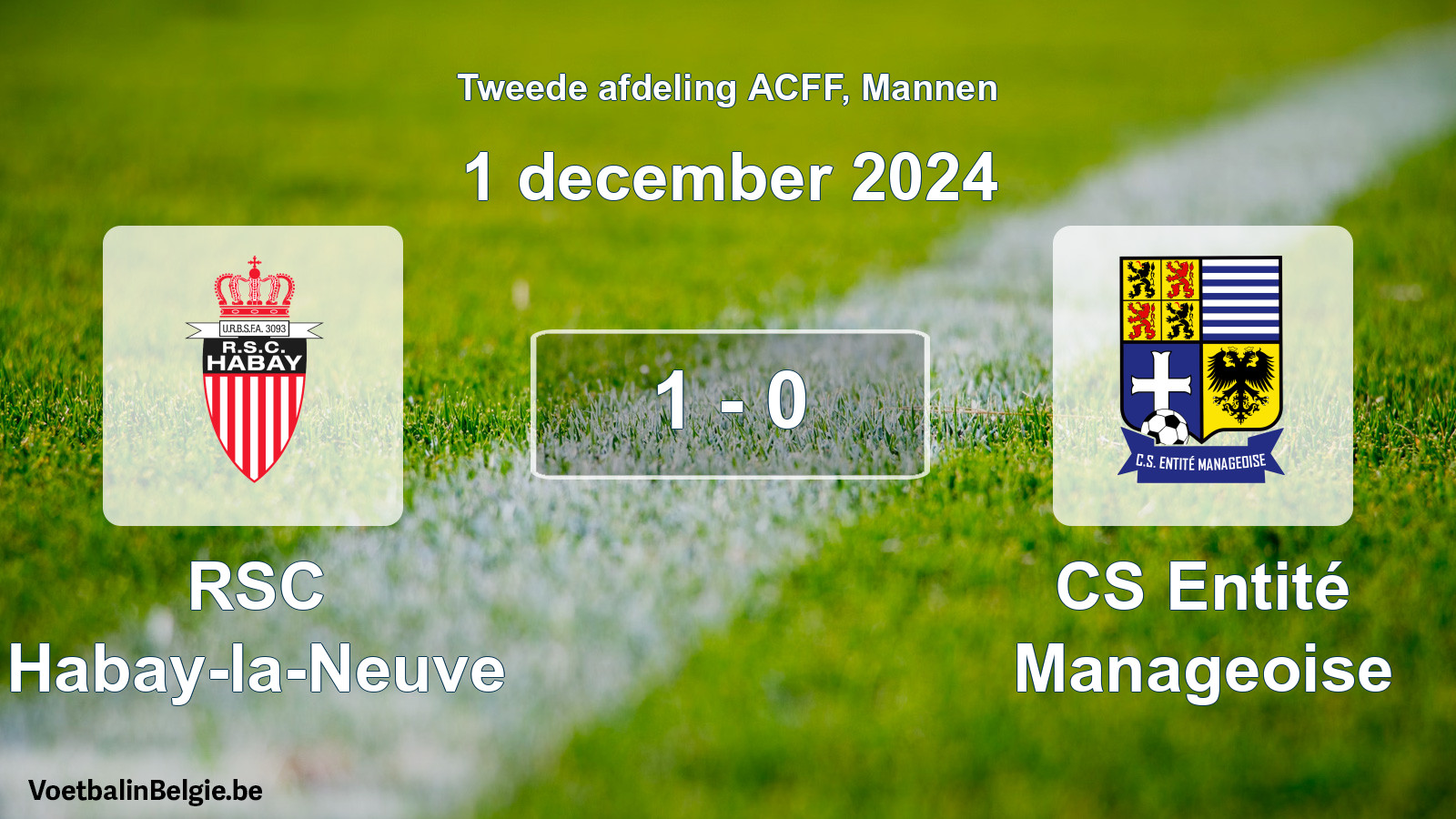 Gespeelde wedstrijd mannenvoetbal: RSC Habay-la-Neuve - CS Entité Manageoise 1 - 0 (1 december 2024)