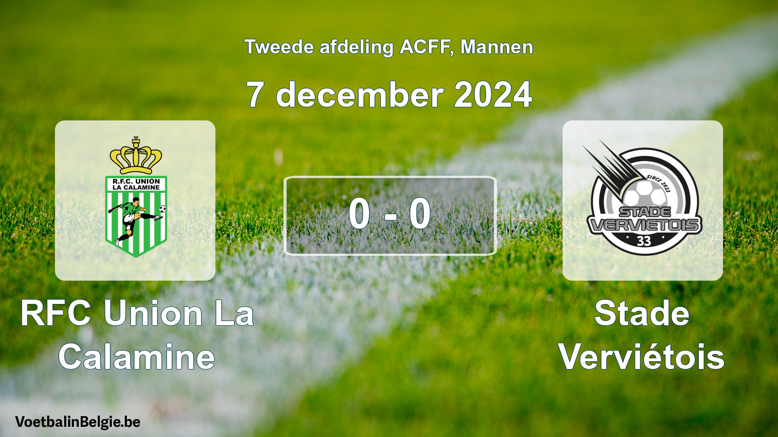 Gespeelde wedstrijd mannenvoetbal: RFC Union La Calamine - Stade Verviétois 0 - 0 (7 december 2024)