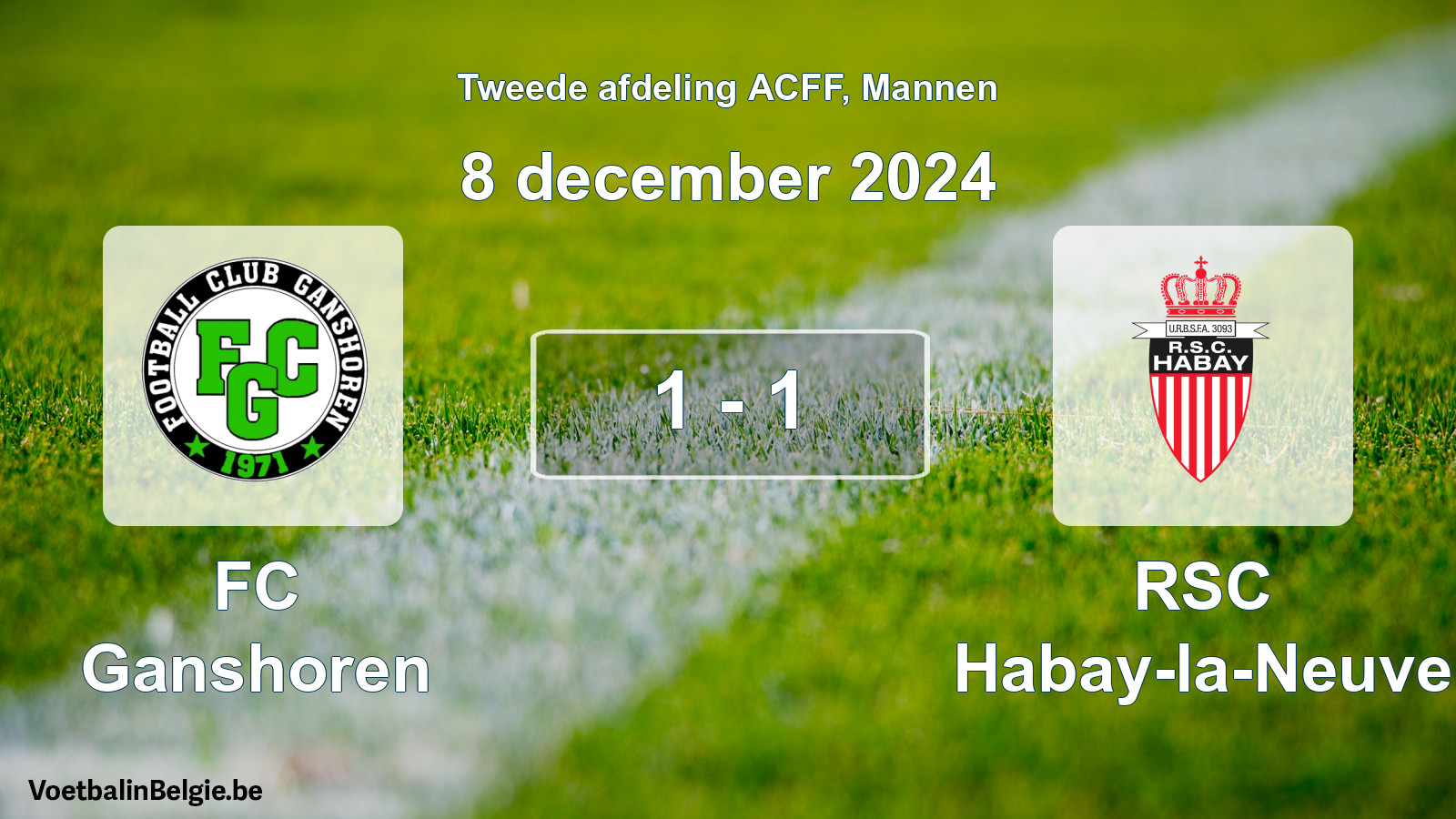 Gespeelde wedstrijd mannenvoetbal: FC Ganshoren - RSC Habay-la-Neuve 1 - 1 (8 december 2024)
