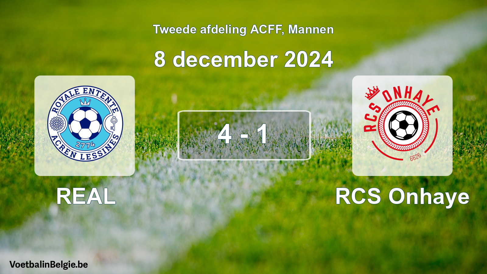 Gespeelde wedstrijd mannenvoetbal: REAL - RCS Onhaye 4 - 1 (8 december 2024)