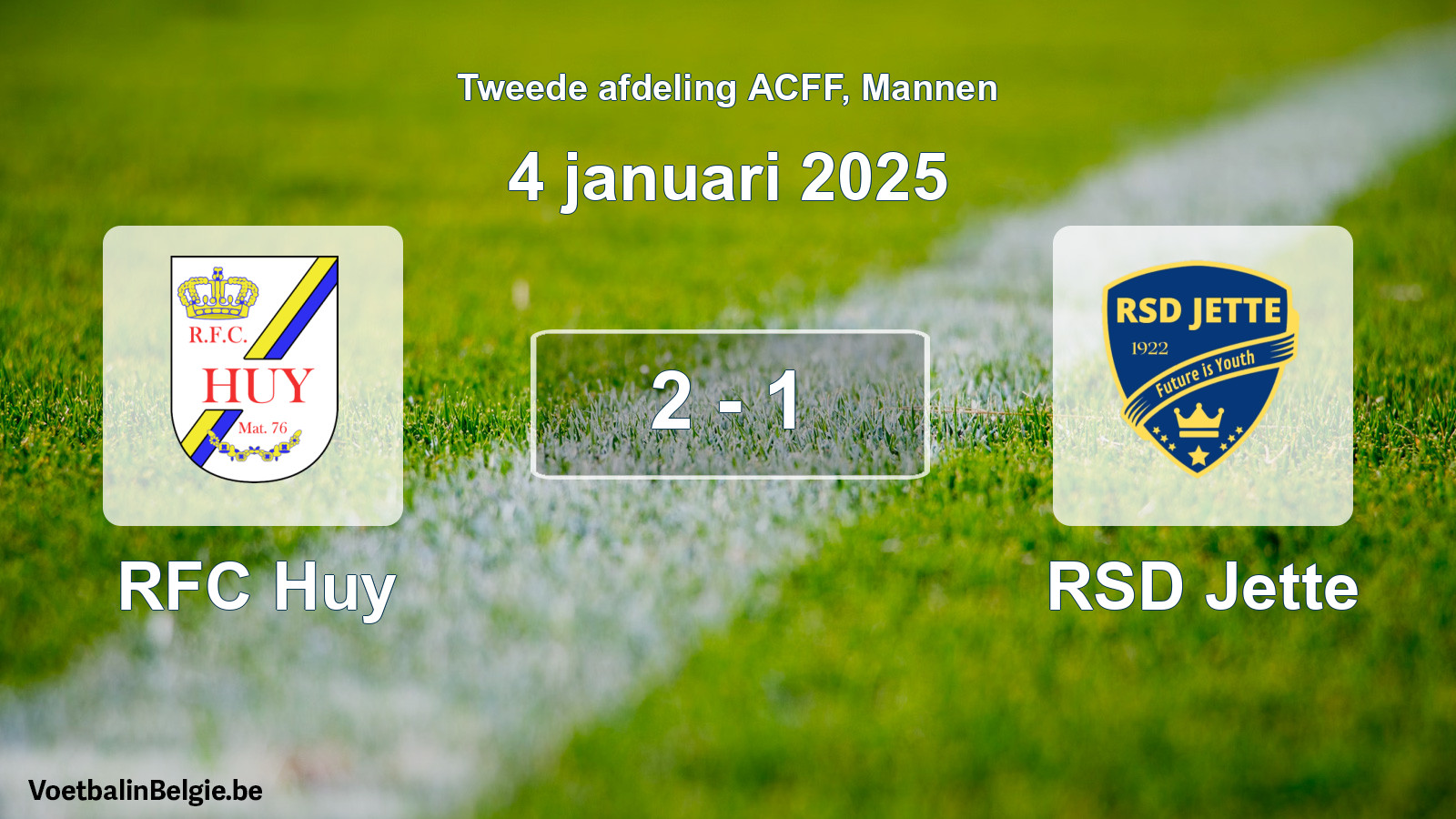 Gespeelde wedstrijd mannenvoetbal: RFC Huy - RSD Jette 2 - 1 (4 januari 2025)