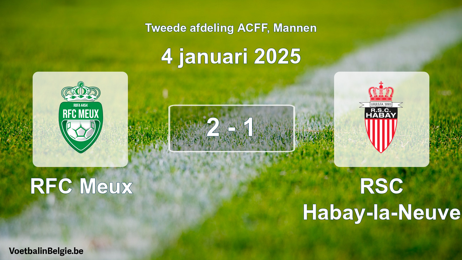 Gespeelde wedstrijd mannenvoetbal: RFC Meux - RSC Habay-la-Neuve 2 - 1 (4 januari 2025)