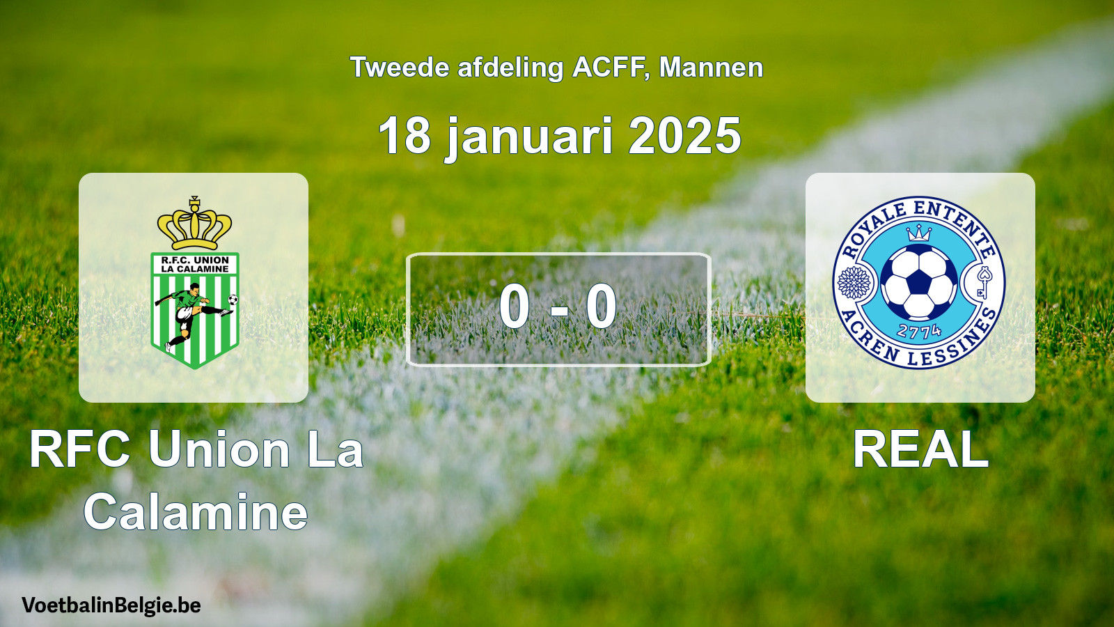 Match joué football hommes: RFC Union La Calamine - REAL 0 - 0 (18 janvier 2025)