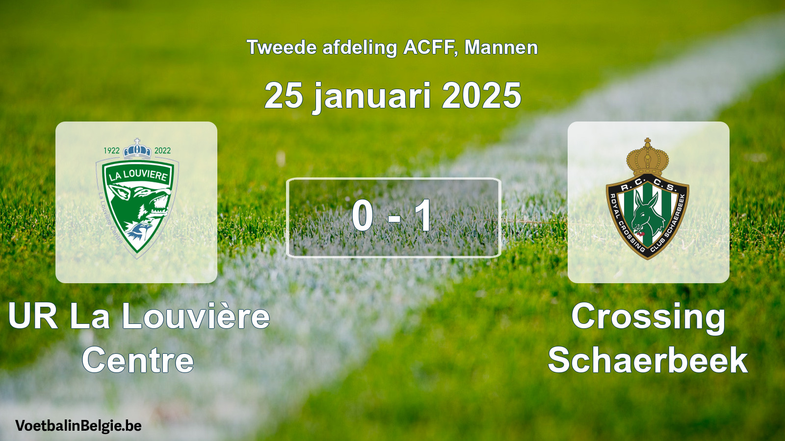 Gespeelde wedstrijd mannenvoetbal: UR La Louvière Centre - Crossing Schaerbeek 0 - 1 (25 januari 2025)