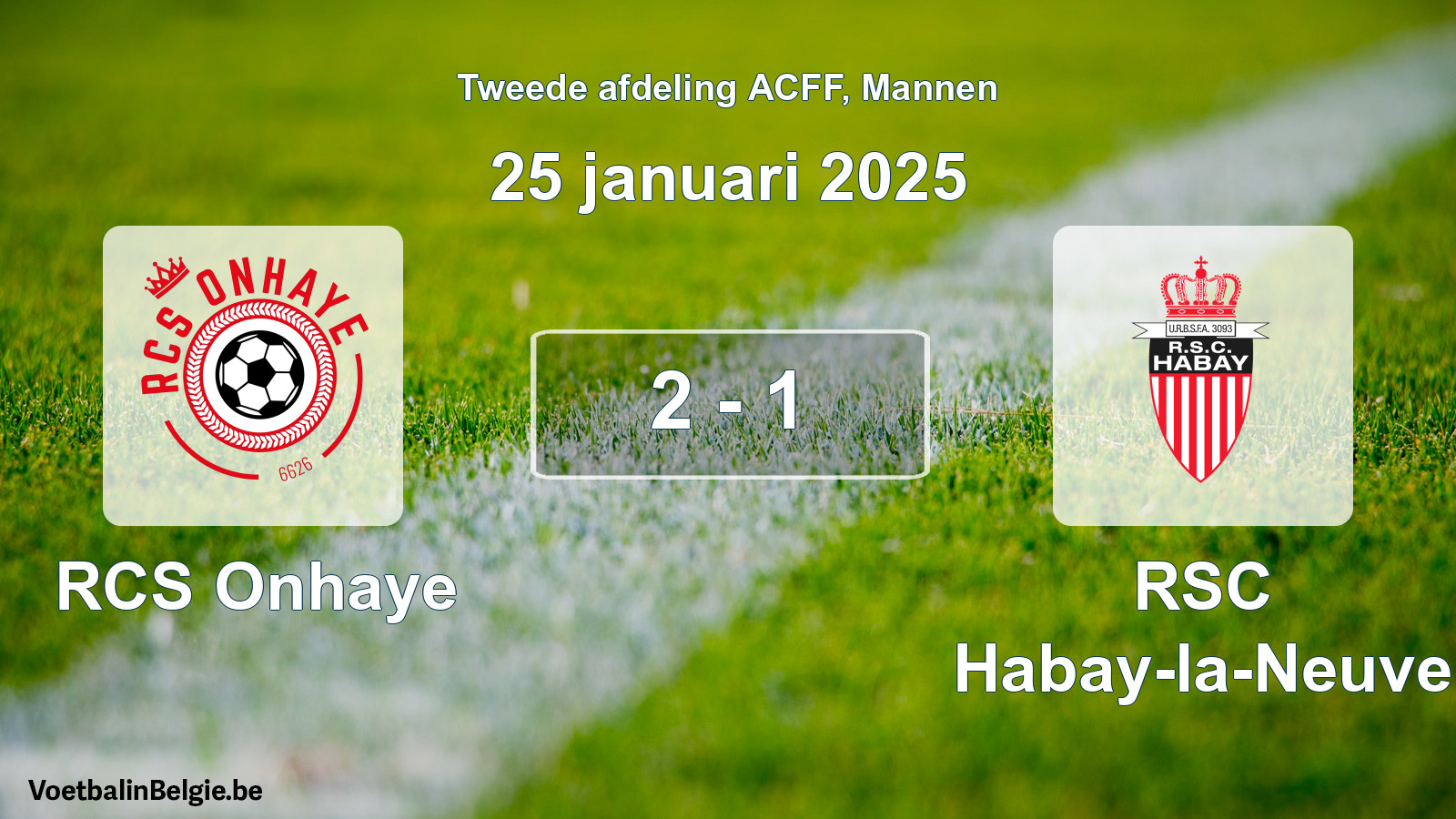 Gespeelde wedstrijd mannenvoetbal: RCS Onhaye - RSC Habay-la-Neuve 2 - 1 (25 januari 2025)