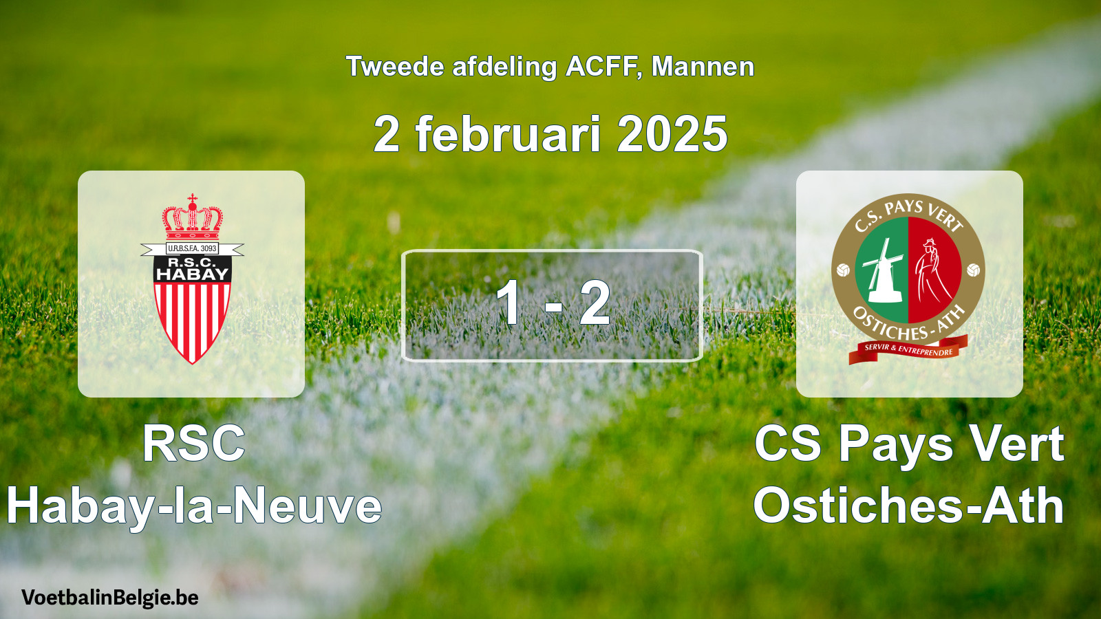 Gespeelde wedstrijd mannenvoetbal: RSC Habay-la-Neuve - CS Pays Vert Ostiches-Ath 1 - 2 (2 februari 2025)