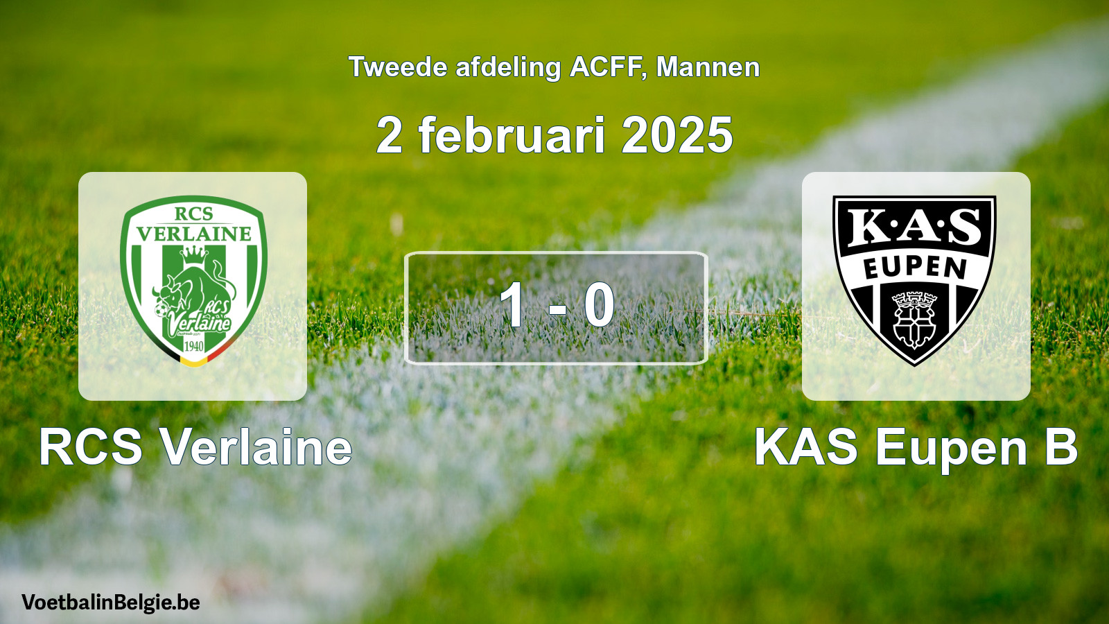 Gespeelde wedstrijd mannenvoetbal: RCS Verlaine - KAS Eupen B 1 - 0 (2 februari 2025)