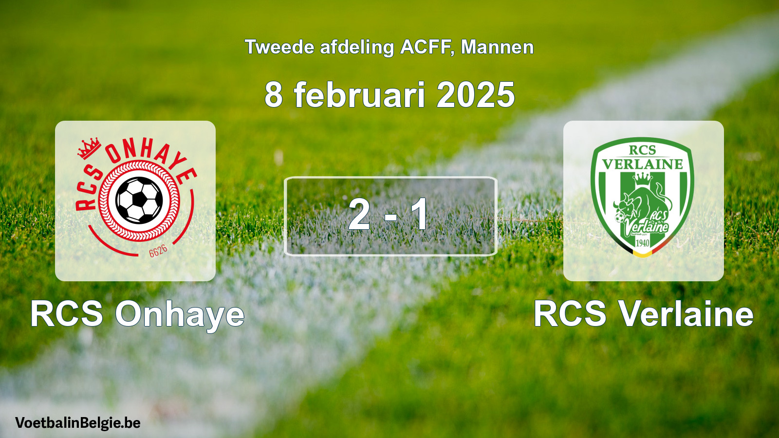 Gespeelde wedstrijd mannenvoetbal: RCS Onhaye - RCS Verlaine 2 - 1 (8 februari 2025)
