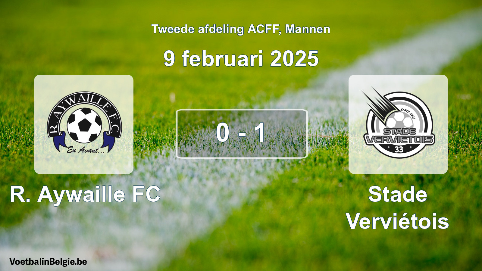 Gespeelde wedstrijd mannenvoetbal: R. Aywaille FC - Stade Verviétois 0 - 1 (9 februari 2025)