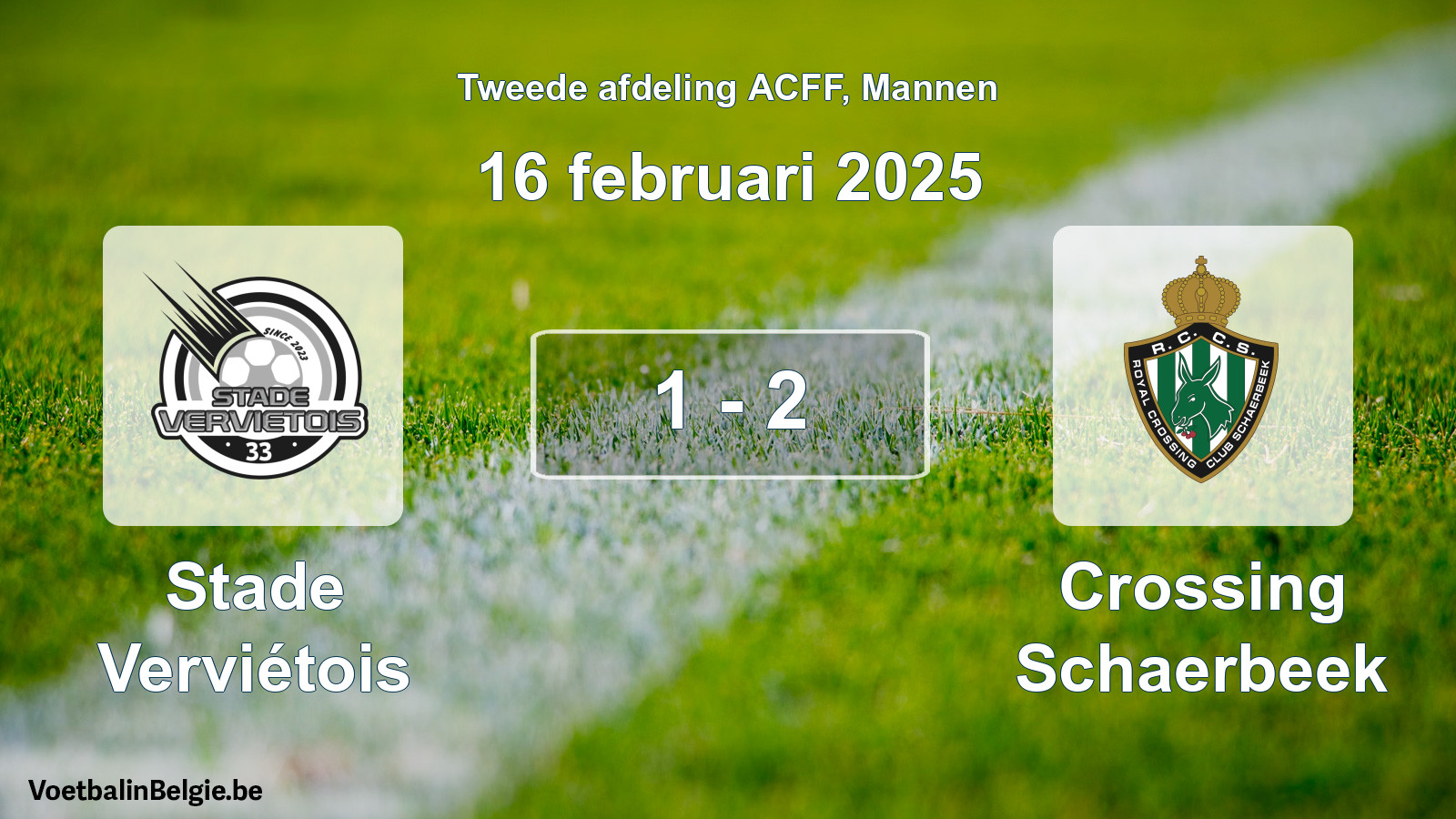 Gespeelde wedstrijd mannenvoetbal: Stade Verviétois - Crossing Schaerbeek 1 - 2 (16 februari 2025)