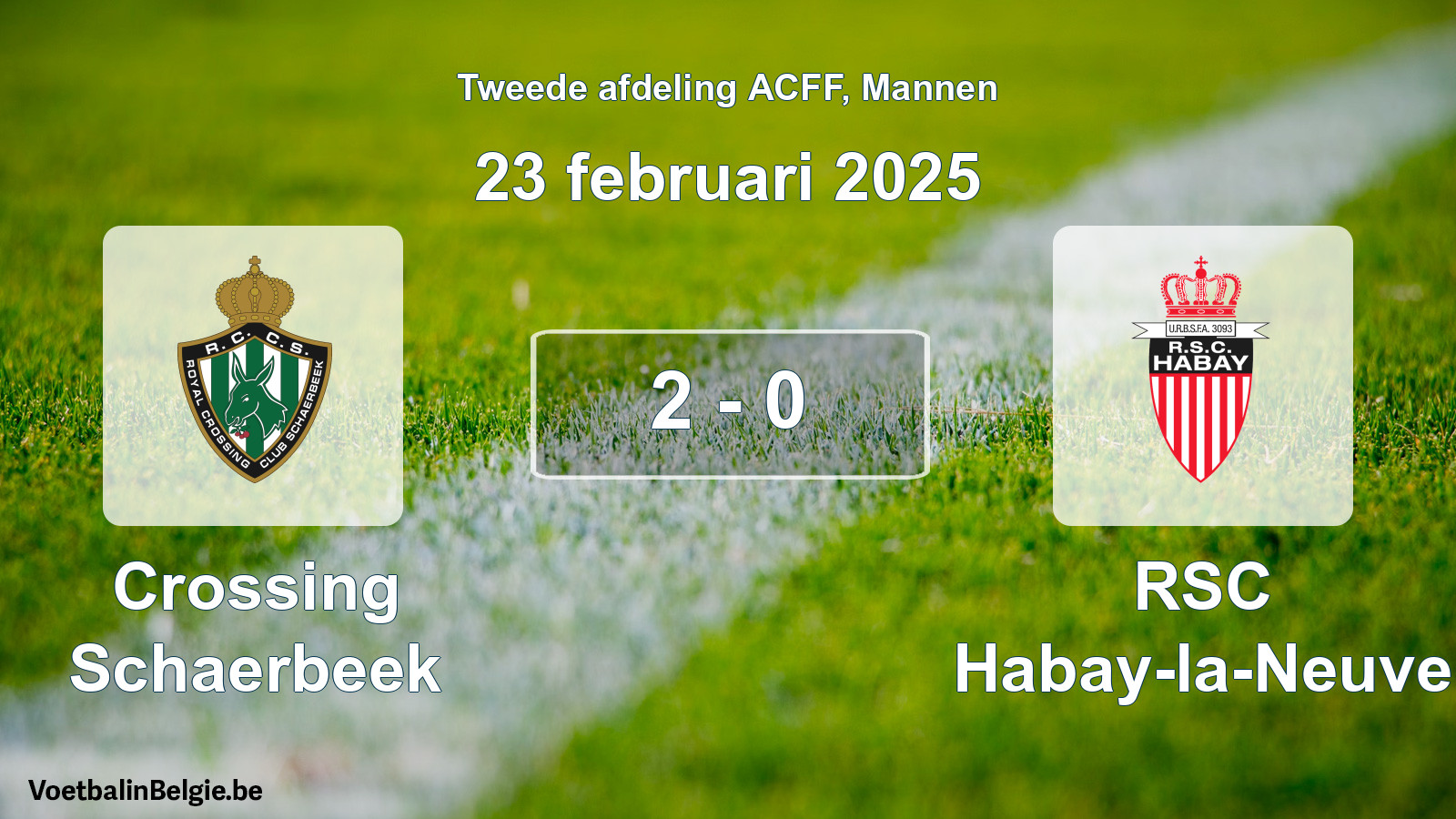 Gespeelde wedstrijd mannenvoetbal: Crossing Schaerbeek - RSC Habay-la-Neuve 2 - 0 (23 februari 2025)