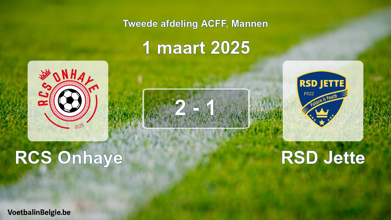 Gespeelde wedstrijd mannenvoetbal: RCS Onhaye - RSD Jette 2 - 1 (1 maart 2025)