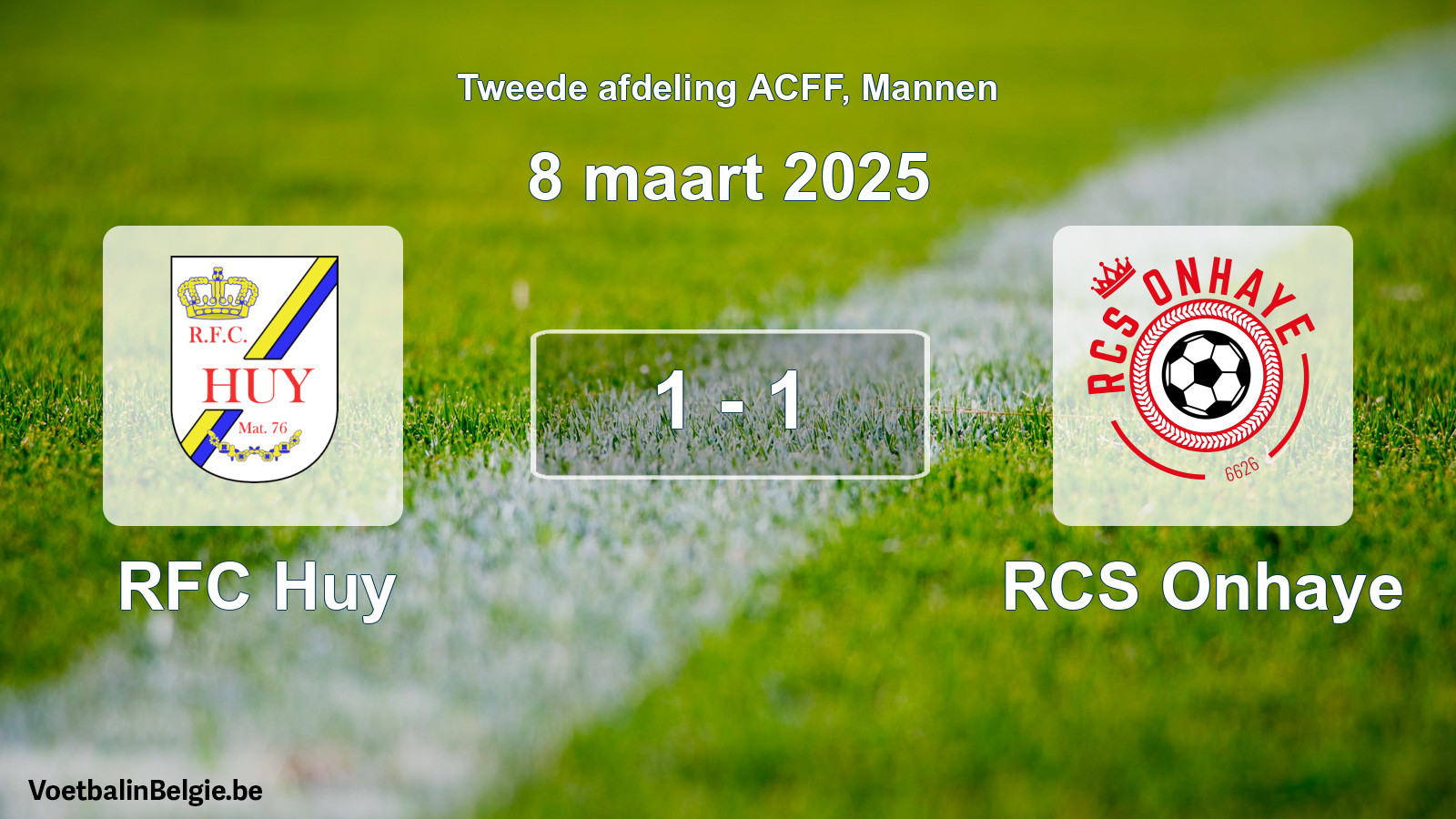 Gespeelde wedstrijd mannenvoetbal: RFC Huy - RCS Onhaye 1 - 1 (8 maart 2025)