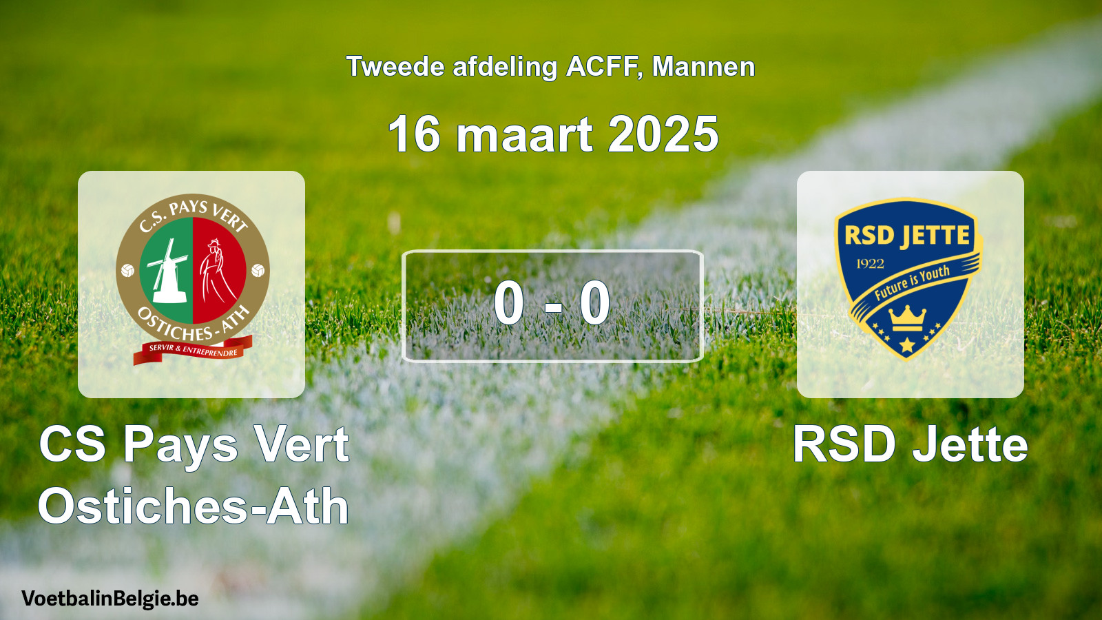 Gespeelde wedstrijd mannenvoetbal: CS Pays Vert Ostiches-Ath - RSD Jette 0 - 0 (16 maart 2025)
