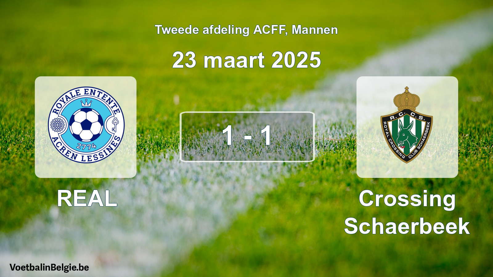 Gespeelde wedstrijd mannenvoetbal: REAL - Crossing Schaerbeek 1 - 1 (23 maart 2025)