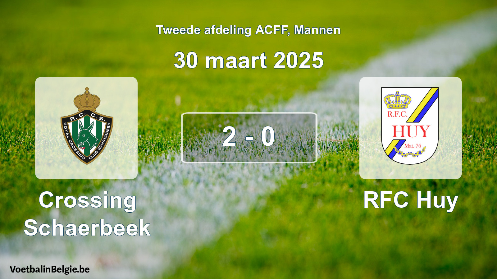 Gespeelde wedstrijd mannenvoetbal: Crossing Schaerbeek - RFC Huy 2 - 0 (30 maart 2025)