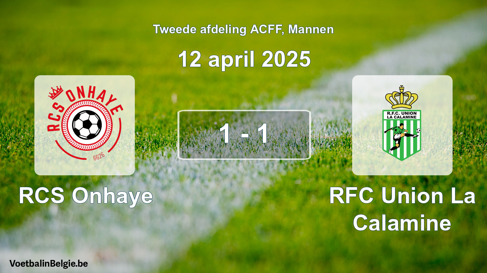 Gespeelde wedstrijd mannenvoetbal: RCS Onhaye - RFC Union La Calamine 1 - 1 (12 april 2025)