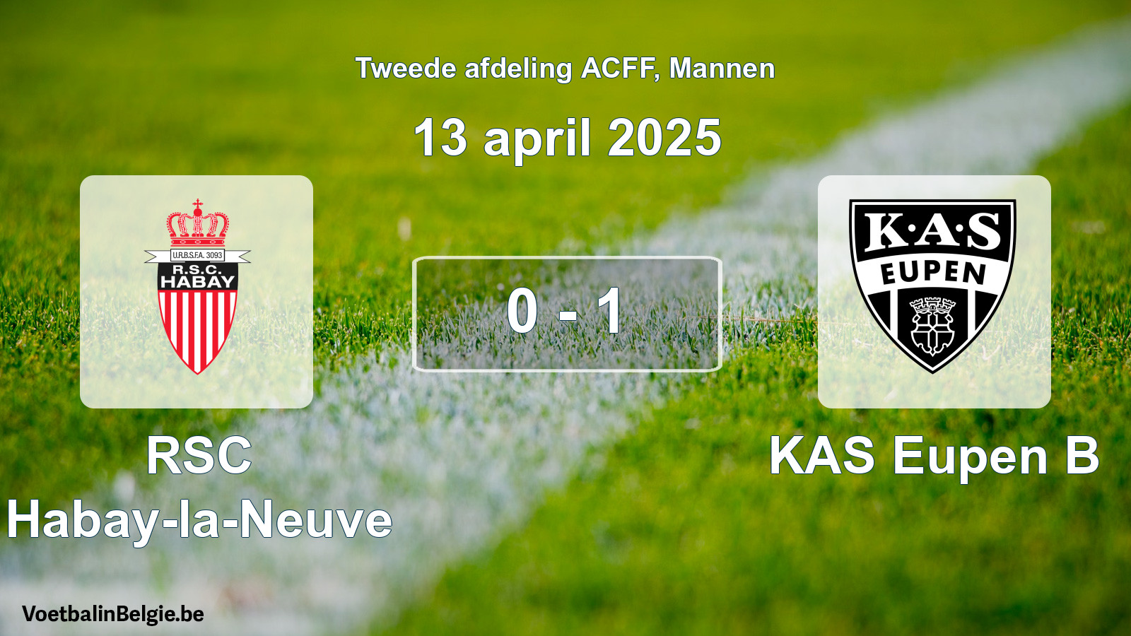 Gespeelde wedstrijd mannenvoetbal: RSC Habay-la-Neuve - KAS Eupen B 0 - 1 (13 april 2025)