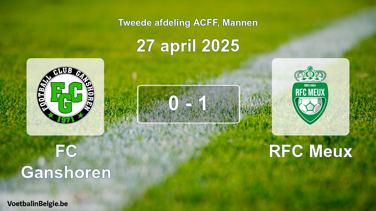 Gespeelde wedstrijd mannenvoetbal: FC Ganshoren - RFC Meux 0 - 1 (27 april 2025)