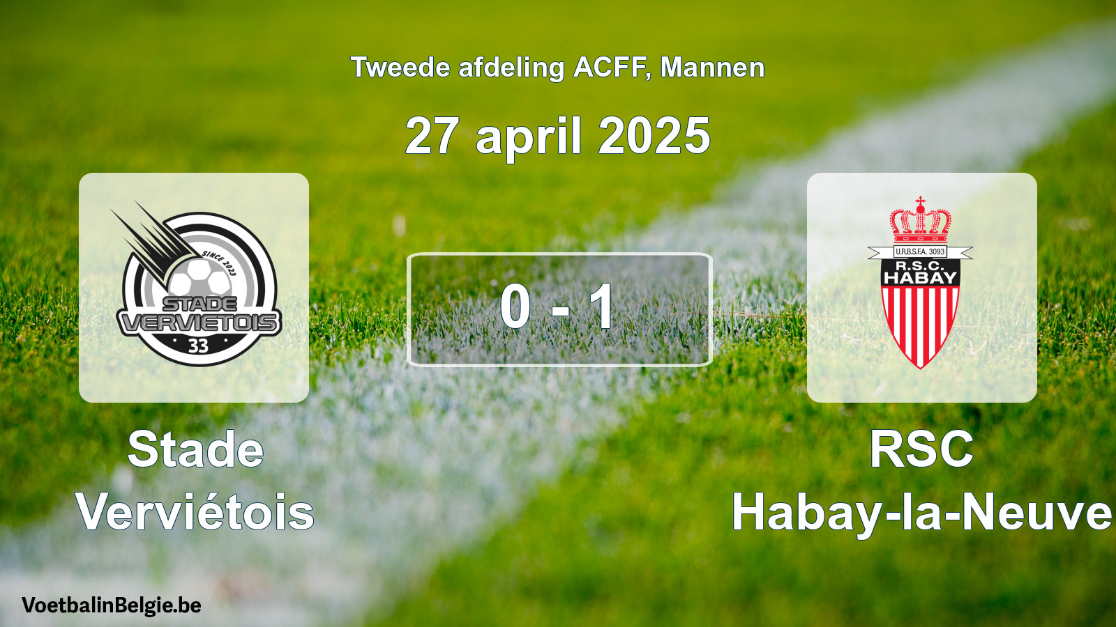 Gespeelde wedstrijd mannenvoetbal: Stade Verviétois - RSC Habay-la-Neuve 0 - 1 (27 april 2025)