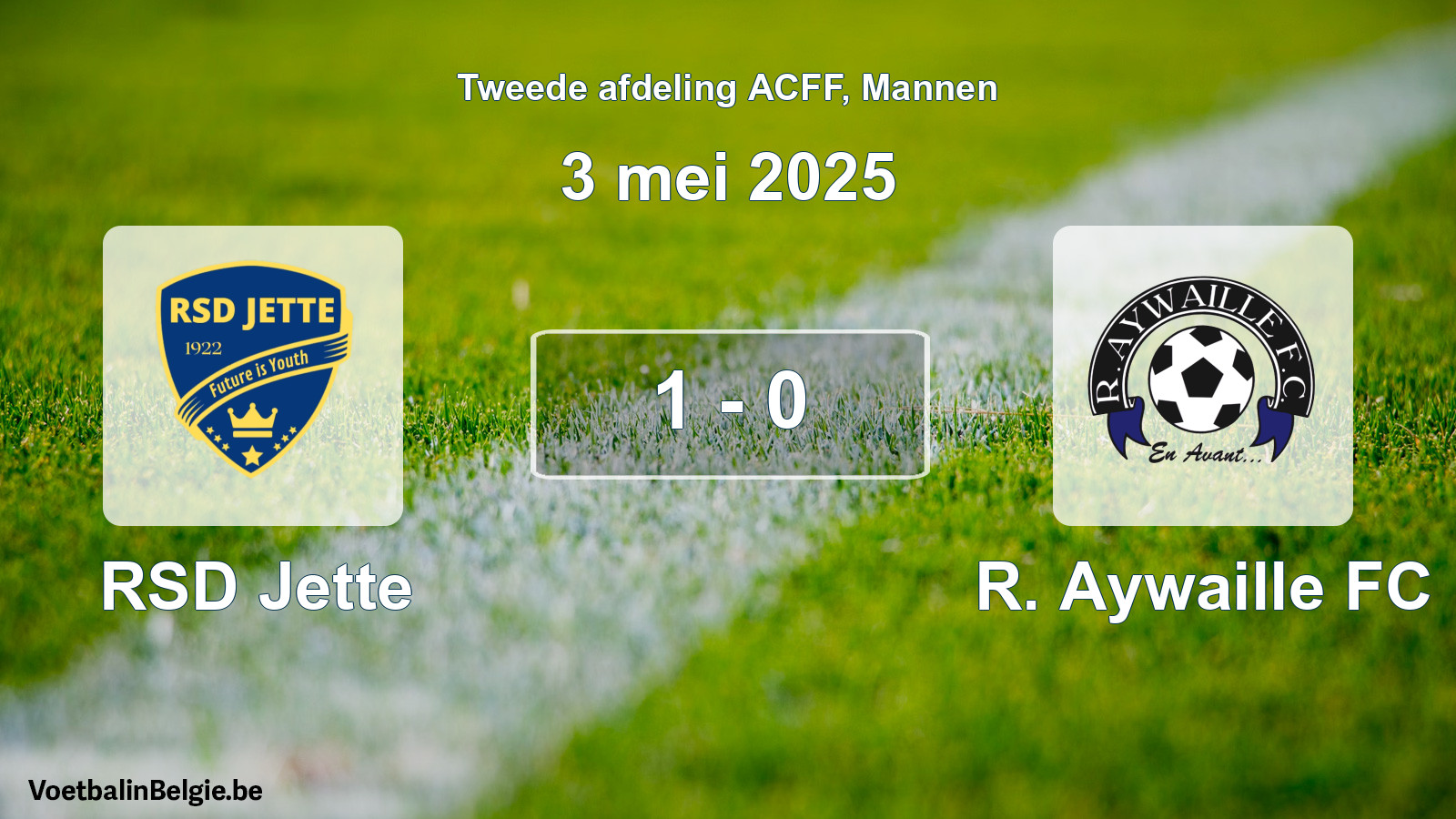 Gespeelde wedstrijd mannenvoetbal: RSD Jette - R. Aywaille FC 1 - 0 (3 mei 2025)