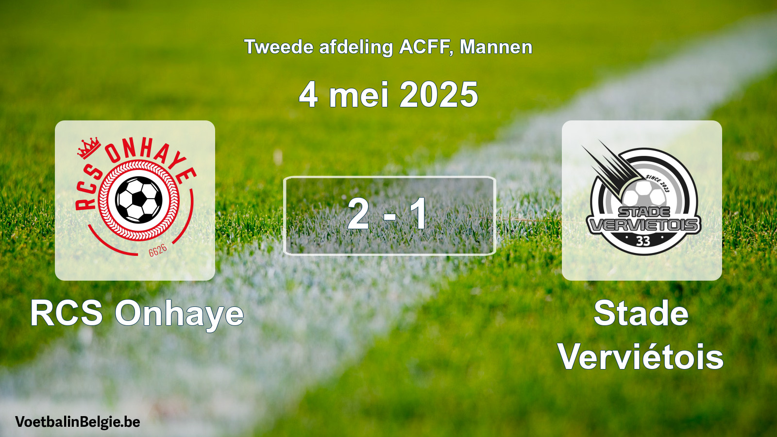 Gespeelde wedstrijd mannenvoetbal: RCS Onhaye - Stade Verviétois 2 - 1 (4 mei 2025)