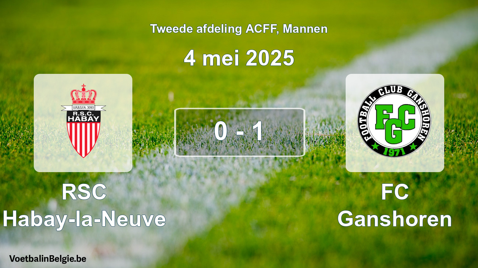 Gespeelde wedstrijd mannenvoetbal: RSC Habay-la-Neuve - FC Ganshoren 0 - 1 (4 mei 2025)