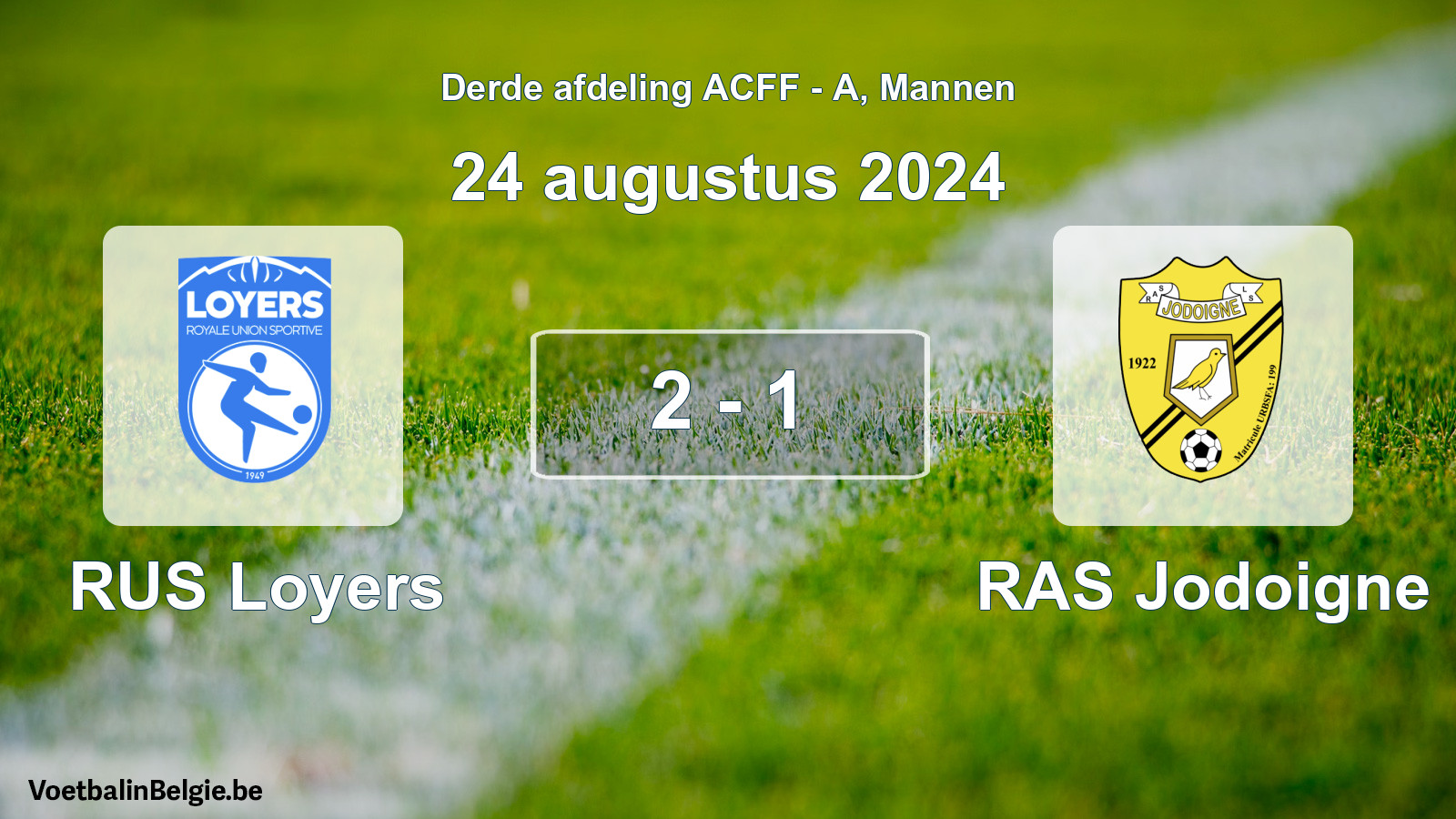 Gespeelde wedstrijd mannenvoetbal: RUS Loyers - RAS Jodoigne 2 - 1 (24 augustus 2024)
