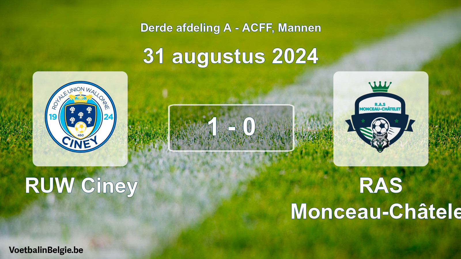 Played match men football: RUW Ciney - RAS Monceau-Châtelet 1 - 0 (31 August 2024)