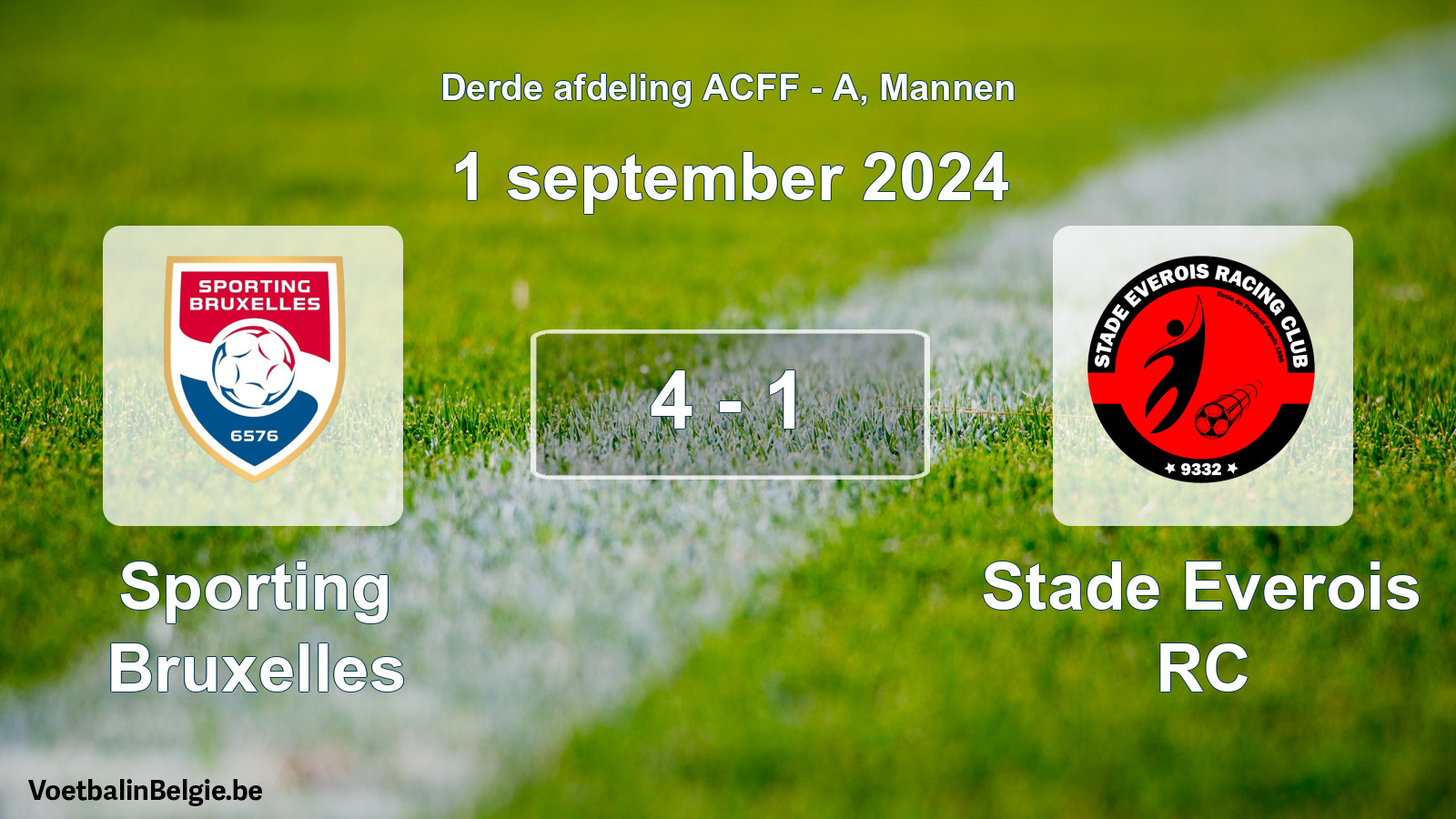 Gespeelde wedstrijd mannenvoetbal: Sporting Bruxelles - Stade Everois RC 4 - 1 (1 september 2024)