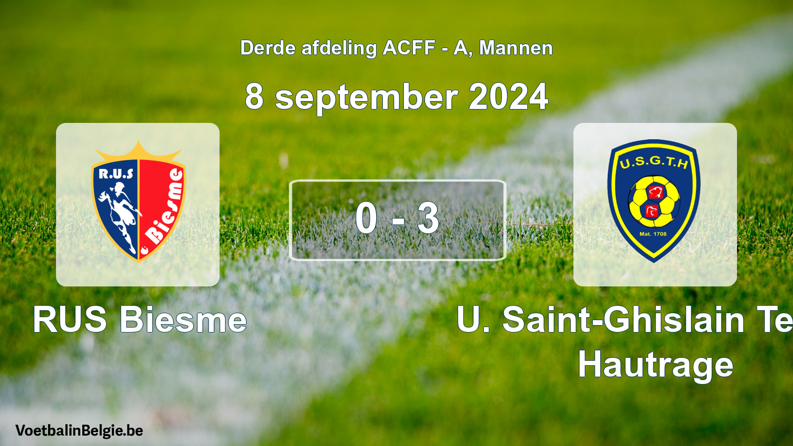 Gespeelde wedstrijd mannenvoetbal: RUS Biesme - U. Saint-Ghislain Tertre Hautrage 0 - 3 (8 september 2024)