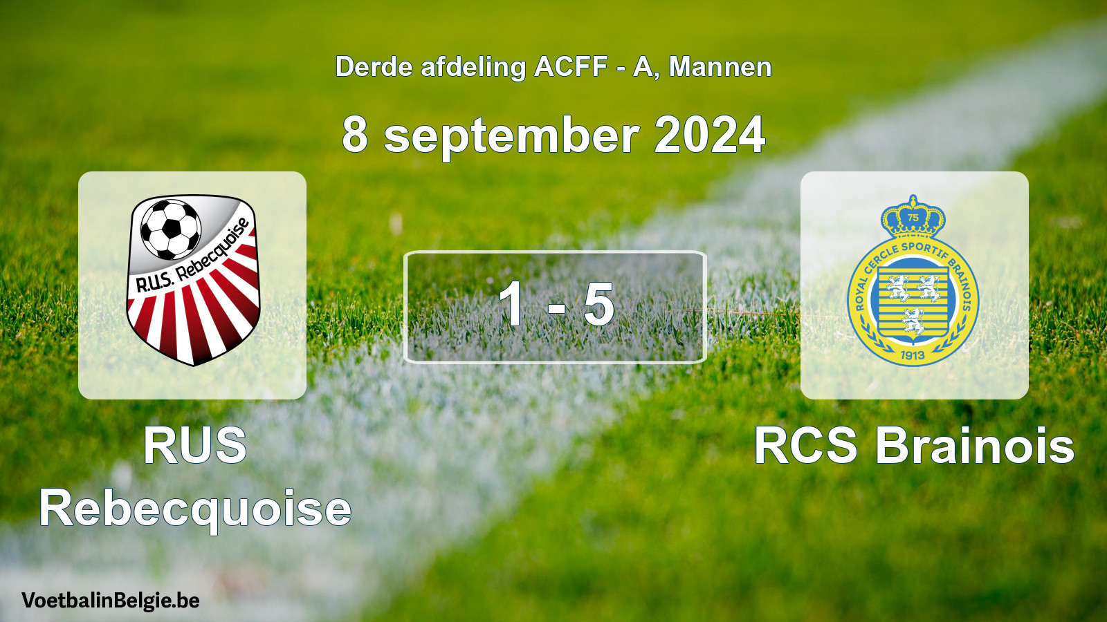 Gespeelde wedstrijd mannenvoetbal: RUS Rebecquoise - RCS Brainois 1 - 5 (8 september 2024)