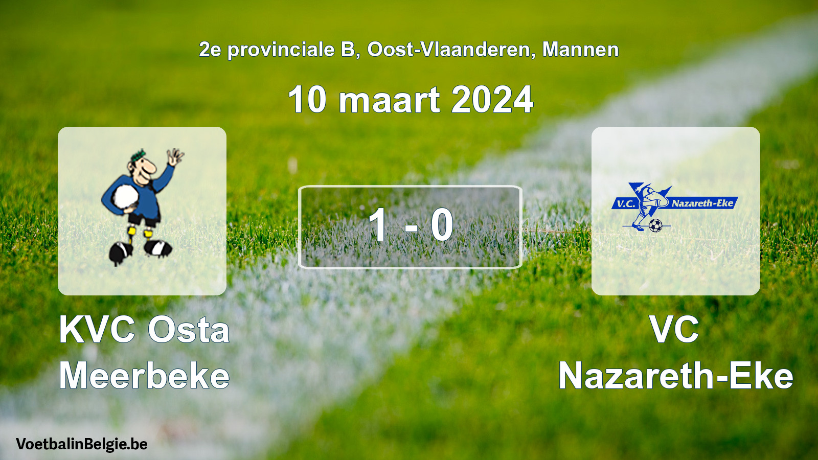 Gespeelde wedstrijd mannenvoetbal: KVC Osta Meerbeke - VC Nazareth-Eke 1 - 0 (10 maart 2024)