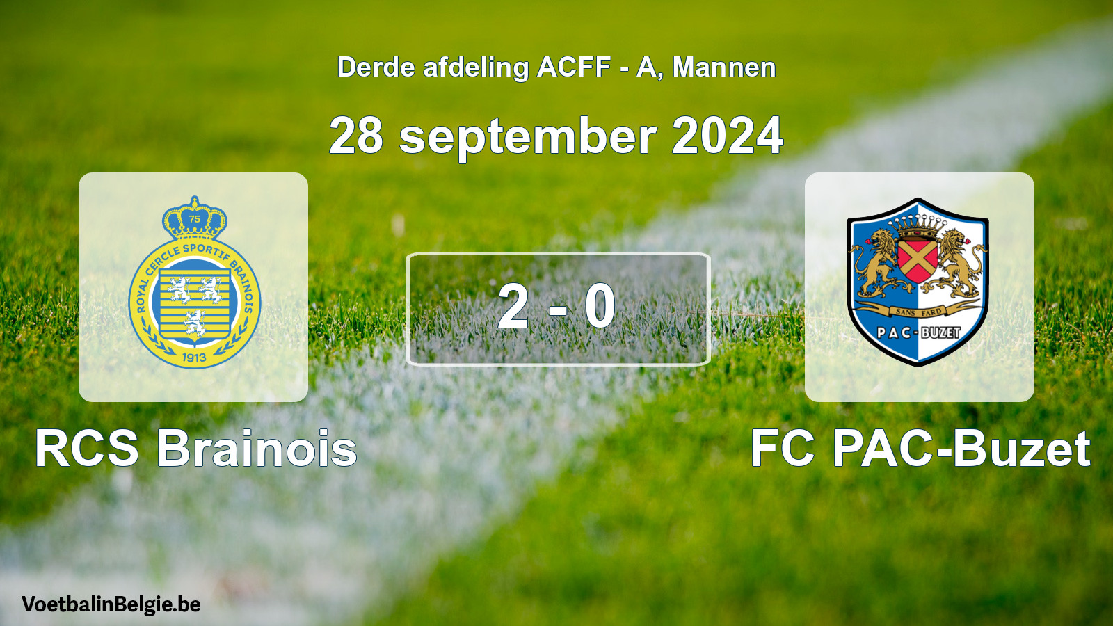 Gespeelde wedstrijd mannenvoetbal: RCS Brainois - FC PAC-Buzet 2 - 0 (28 september 2024)