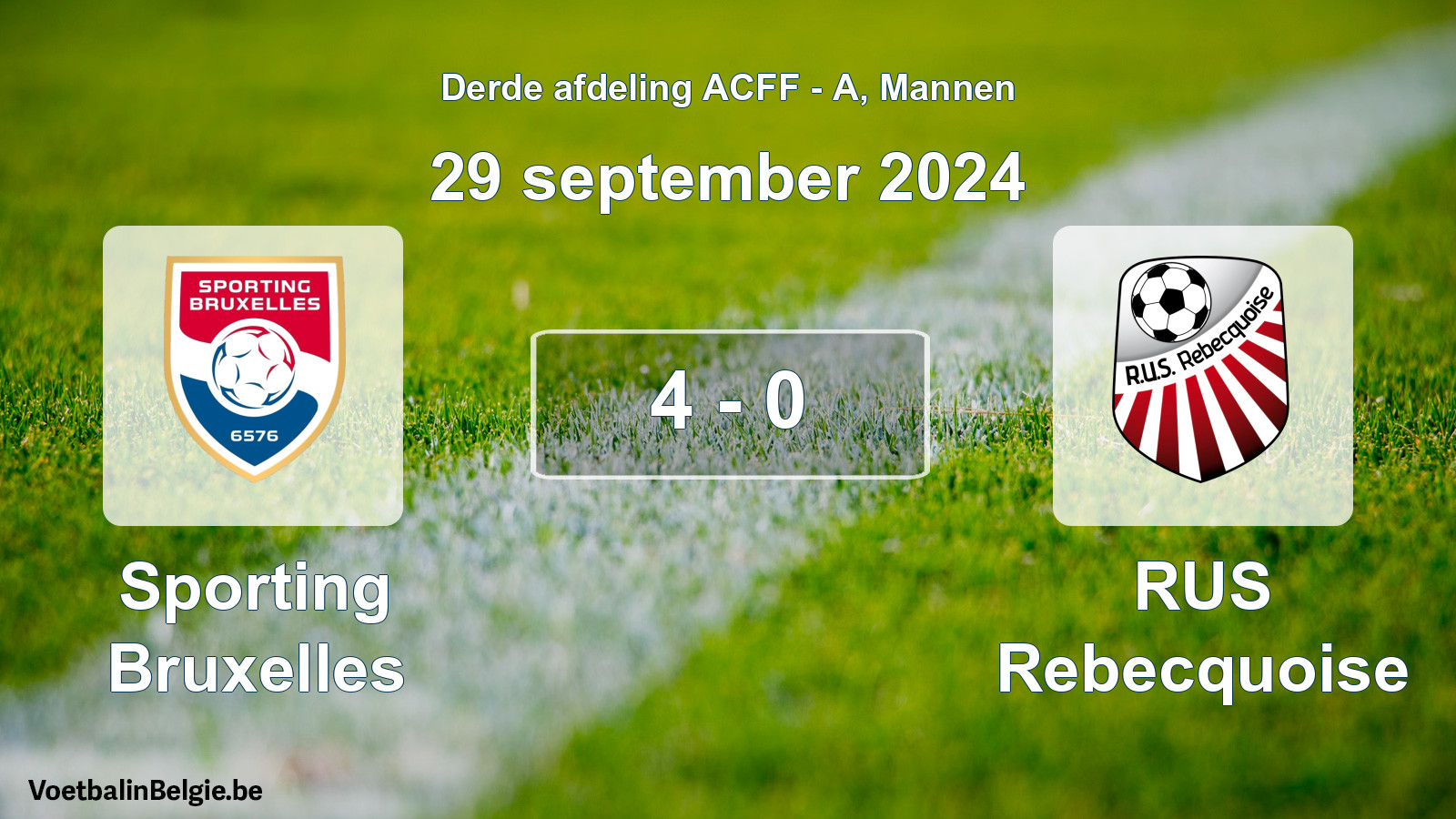 Gespeelde wedstrijd mannenvoetbal: Sporting Bruxelles - RUS Rebecquoise 4 - 0 (29 september 2024)