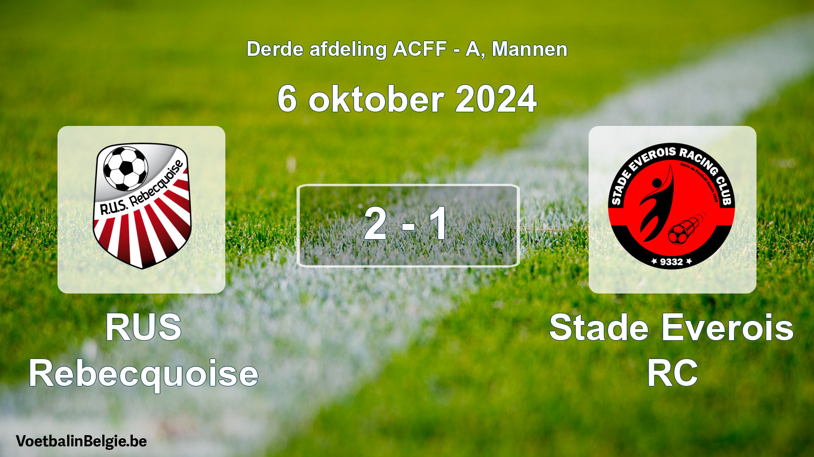 Gespeelde wedstrijd mannenvoetbal: RUS Rebecquoise - Stade Everois RC 2 - 1 (6 oktober 2024)