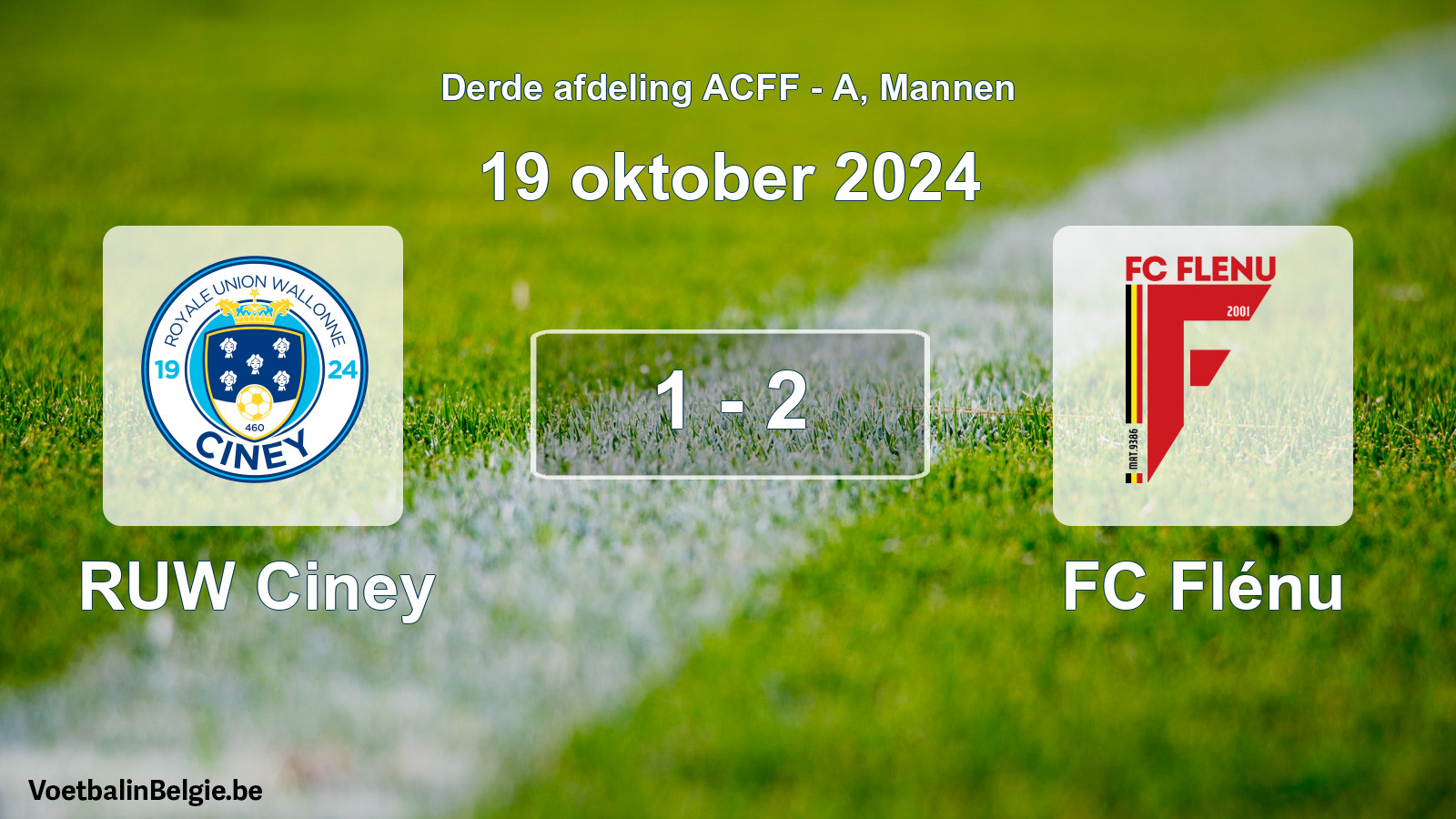Gespeelde wedstrijd mannenvoetbal: RUW Ciney - FC Flénu 1 - 2 (19 oktober 2024)
