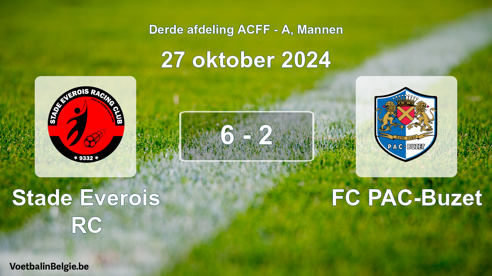 Gespeelde wedstrijd mannenvoetbal: Stade Everois RC - FC PAC-Buzet 6 - 2 (27 oktober 2024)