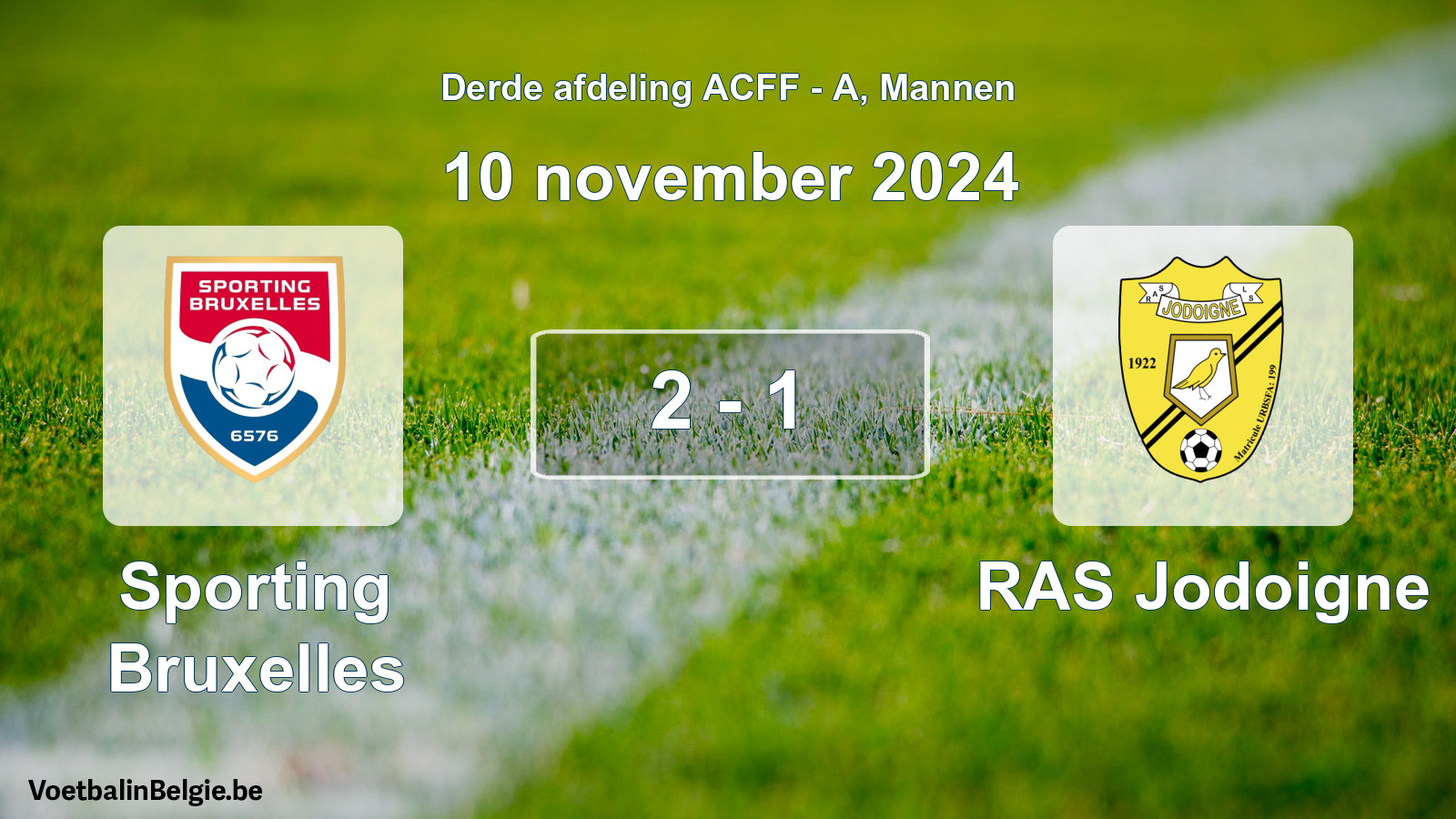 Gespeelde wedstrijd mannenvoetbal: Sporting Bruxelles - RAS Jodoigne 2 - 1 (10 november 2024)