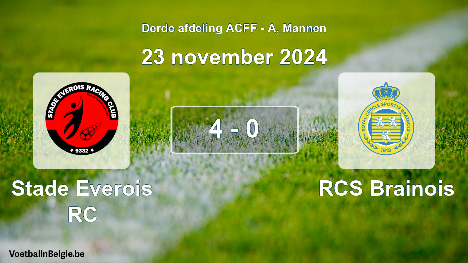Gespeelde wedstrijd mannenvoetbal: Stade Everois RC - RCS Brainois 4 - 0 (23 november 2024)