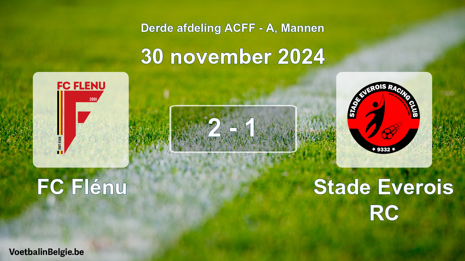 Gespeelde wedstrijd mannenvoetbal: FC Flénu - Stade Everois RC 2 - 1 (30 november 2024)