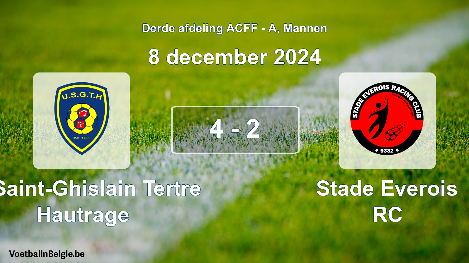 Gespeelde wedstrijd mannenvoetbal: U. Saint-Ghislain Tertre Hautrage - Stade Everois RC 4 - 2 (8 december 2024)
