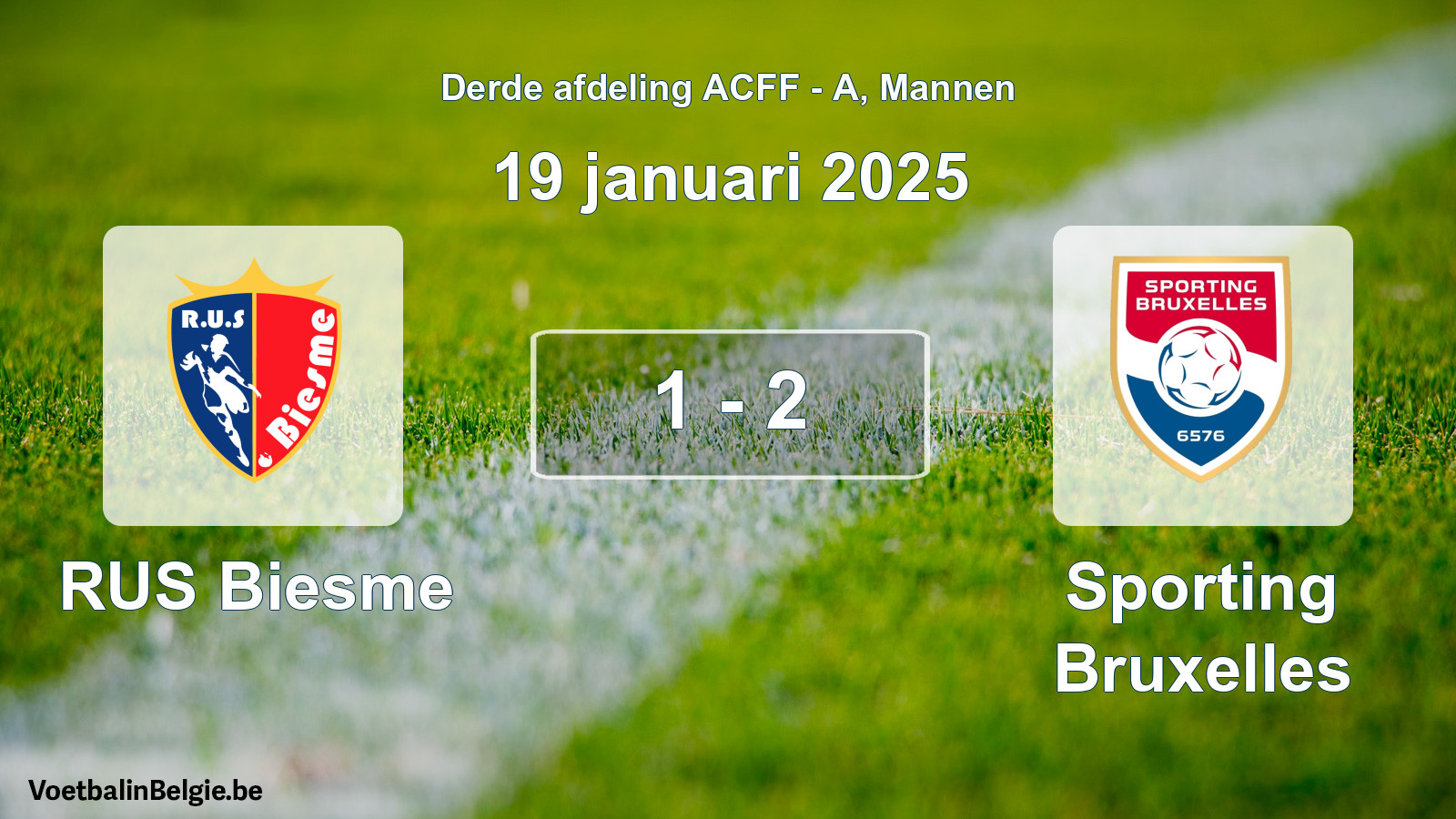Gespeelde wedstrijd mannenvoetbal: RUS Biesme - Sporting Bruxelles 1 - 2 (19 januari 2025)