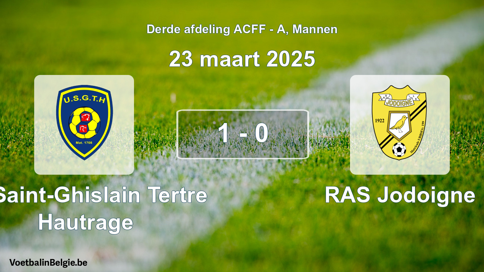 Gespeelde wedstrijd mannenvoetbal: U. Saint-Ghislain Tertre Hautrage - RAS Jodoigne 1 - 0 (23 maart 2025)