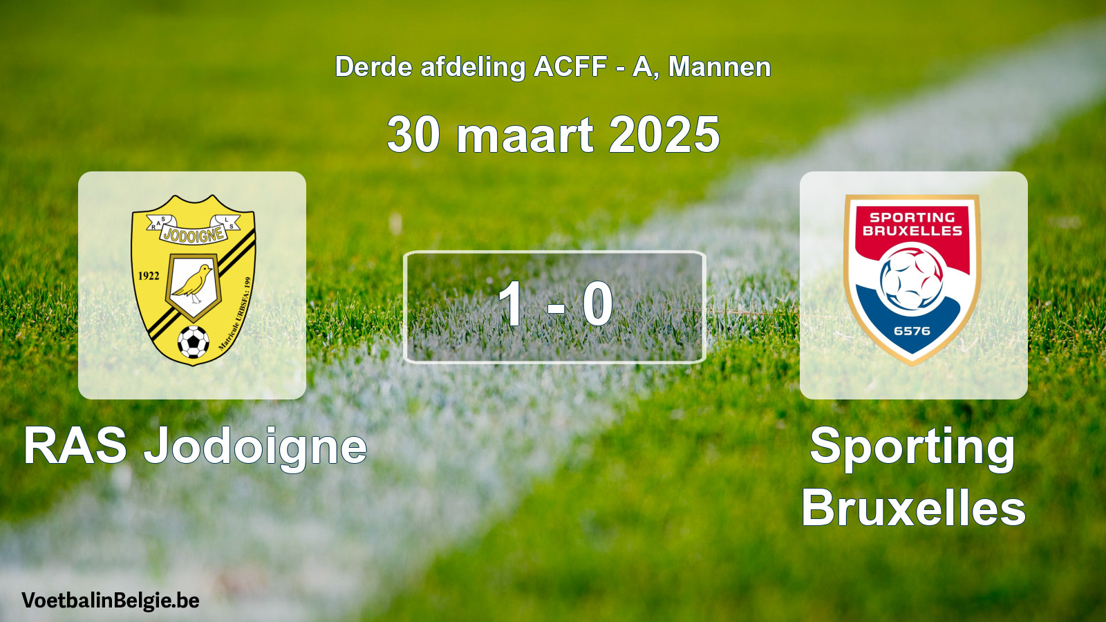 Gespeelde wedstrijd mannenvoetbal: RAS Jodoigne - Sporting Bruxelles 1 - 0 (30 maart 2025)