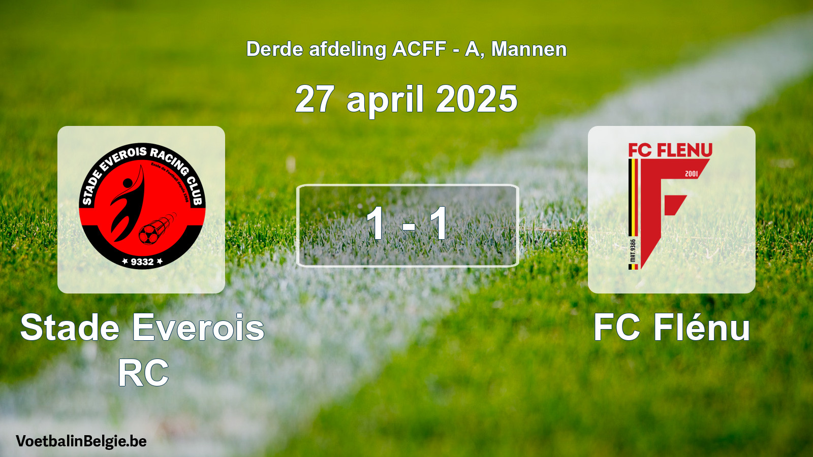Gespeelde wedstrijd mannenvoetbal: Stade Everois RC - FC Flénu 1 - 1 (27 april 2025)
