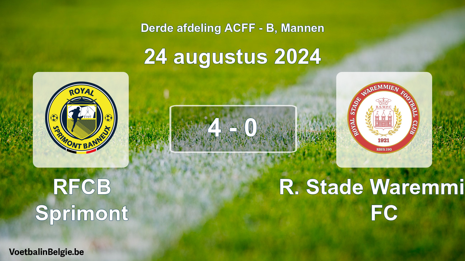 Gespeelde wedstrijd mannenvoetbal: RFCB Sprimont - R. Stade Waremmien FC 4 - 0 (24 augustus 2024)