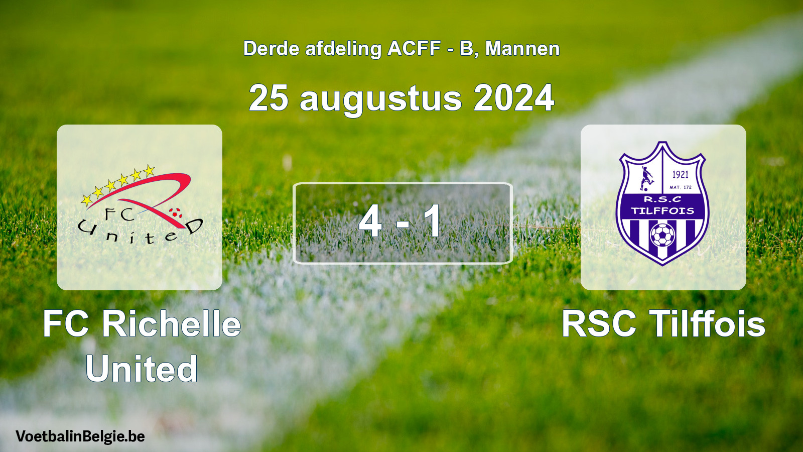 Gespeelde wedstrijd mannenvoetbal: FC Richelle United - RSC Tilffois 4 - 1 (25 augustus 2024)